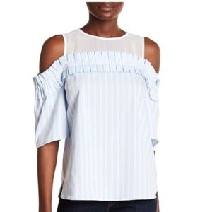 CeCe by Cynthia Steffe Cold Shoulder Chiffon Shirt